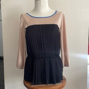 Ann Taylor Silk Feel Color Block Peplum Blouse